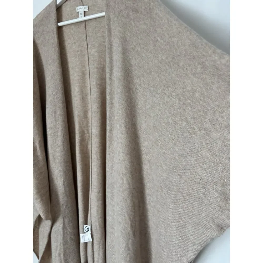 Garnet Hill Cashmere Wrap Shawl OS Womens Long Oat Heather Fringe Soft